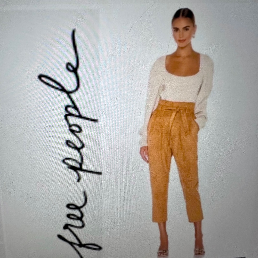 Free People High Rise paper Bag Vegan Suede Pants. NWT.